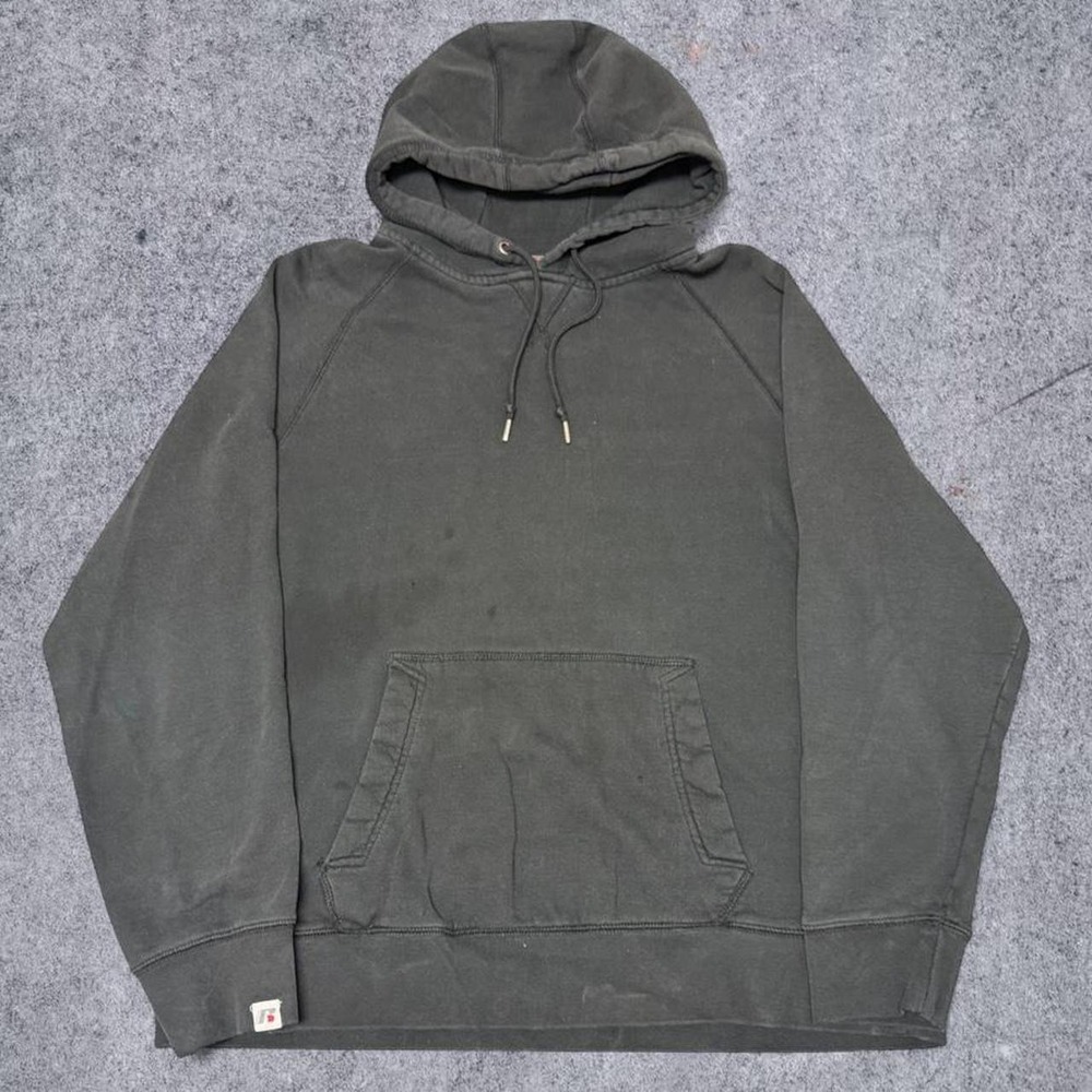 Vintage Russell Athletic Hoodie Faded Black Premium Fleece Pullover Mens XL